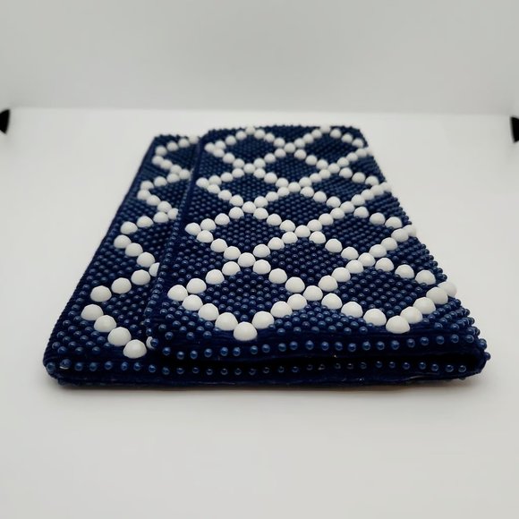 Vintage Beaded Clutch Bag, Designed by Mr. Jonas, Blue & White, Hong Kong - Picture 10 of 10